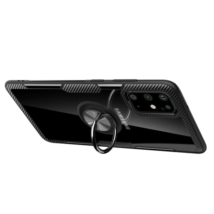 TPU skyddsskal med mobilring till Samsung Galaxy S20+, silver/svart