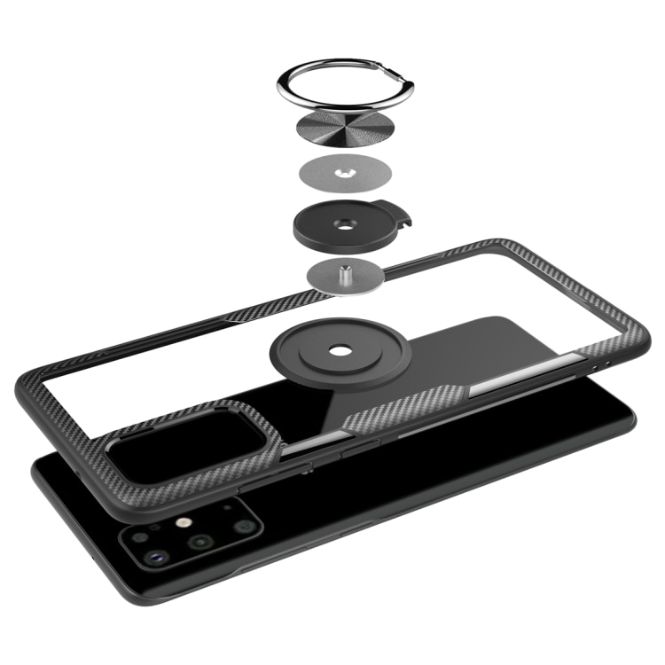 TPU skyddsskal med mobilring till Samsung Galaxy S20+, silver/svart