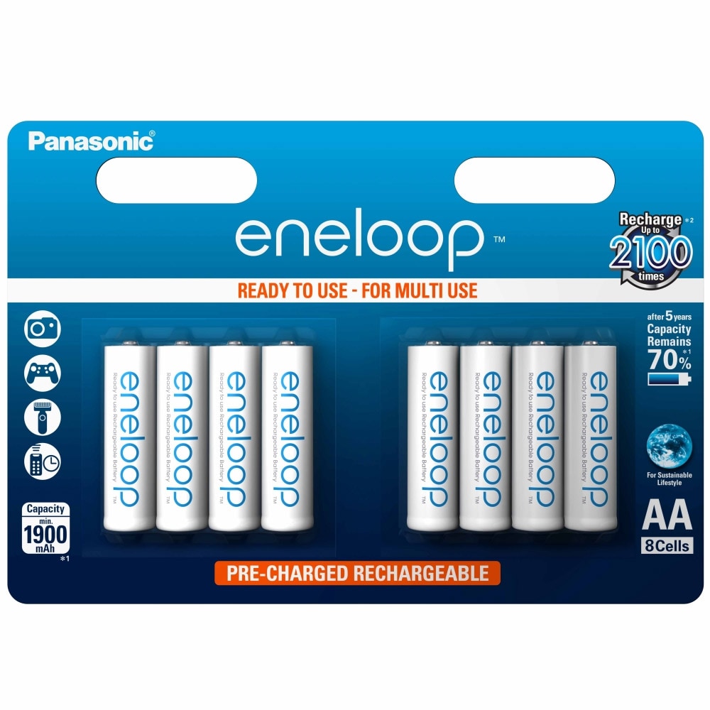 Panasonic Eneloop BK-3MCCE Laddningsbara AA-Batteri - 8-pack