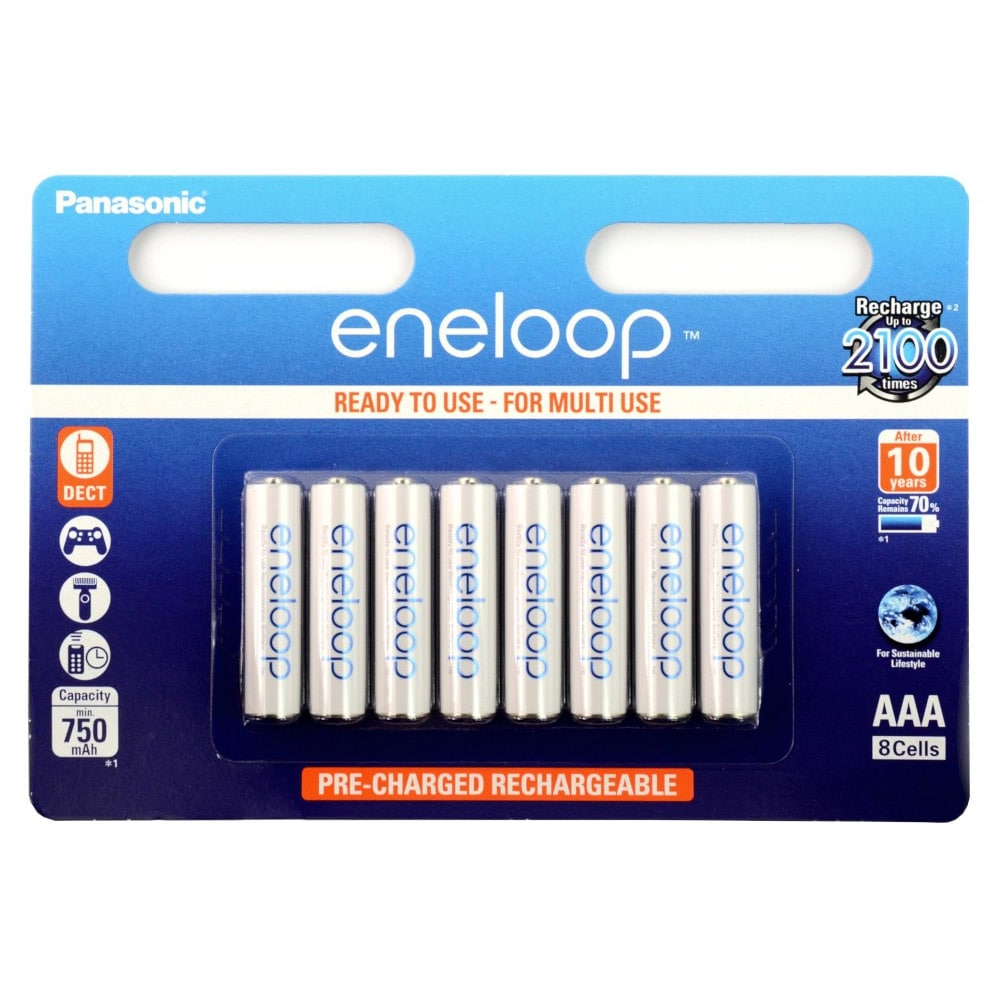 Panasonic Eneloop BK-4MCCE Laddningsbara AAA-Batteri 8-pack