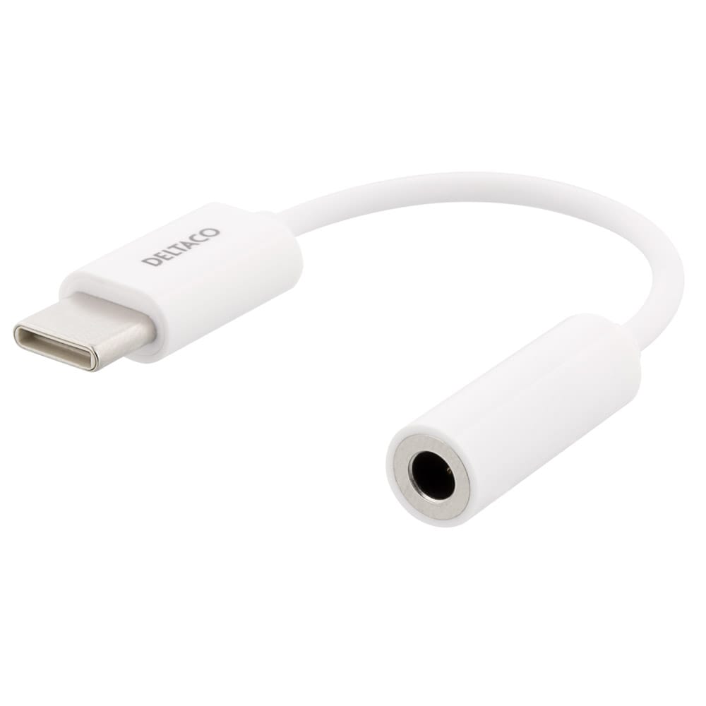 Deltaco USB-C till 3,5 mm adapter, stereo, 9 cm