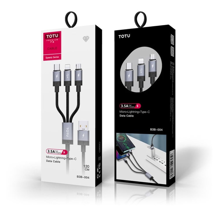 Mobilladdare 3i1 - iPhone / MicroUsb / USB typ-c