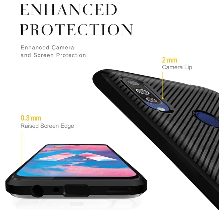 TPU skal Samsung Galaxy M30 / A40s, Carbon Fiber+Svart