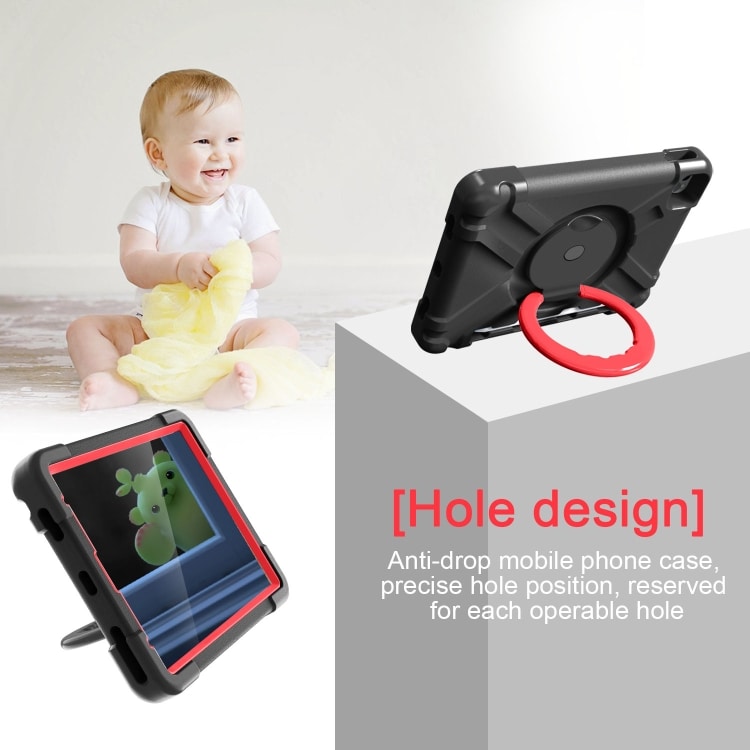 Stöttåligt barnfodral med ställ och handtag iPad Pro 11 (2020), Svart+Röd