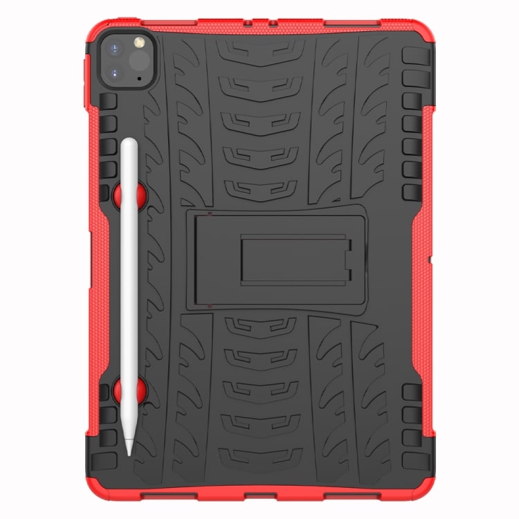Skyddsskal med ställ och däckmönster iPad Pro 11 (2020), Svart+Röd