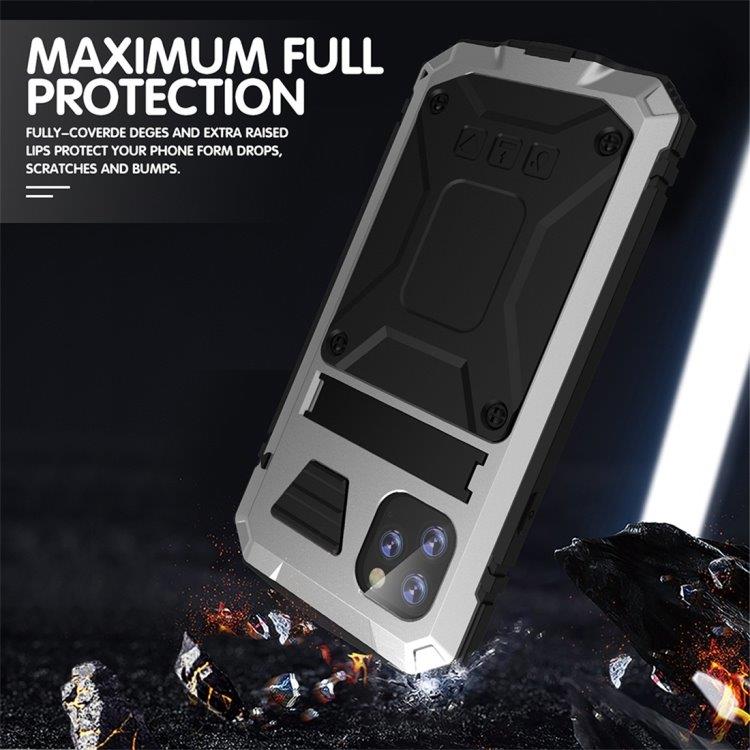 Skyddsskal med ställ Metall+Silikon iPhone 11 Pro Max, Silver