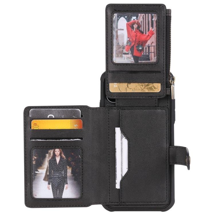 Shockproof plånboksskal med ställ iPhone 11, Svart