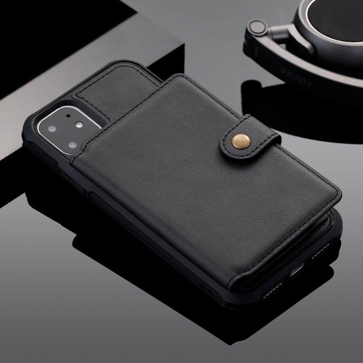 Shockproof plånboksskal med ställ iPhone 11, Svart