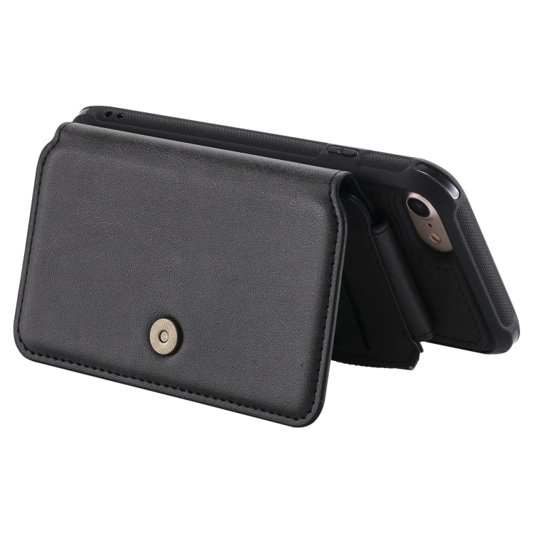 Shockproof plånboksskal med ställ iPhone SE 2020 / 8 / 7, Svart