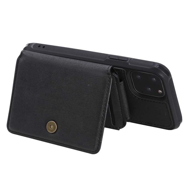 Shockproof plånboksskal med ställ iPhone 11 Pro, Svart