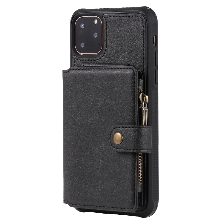 Shockproof plånboksskal med ställ iPhone 11 Pro Max, Svart