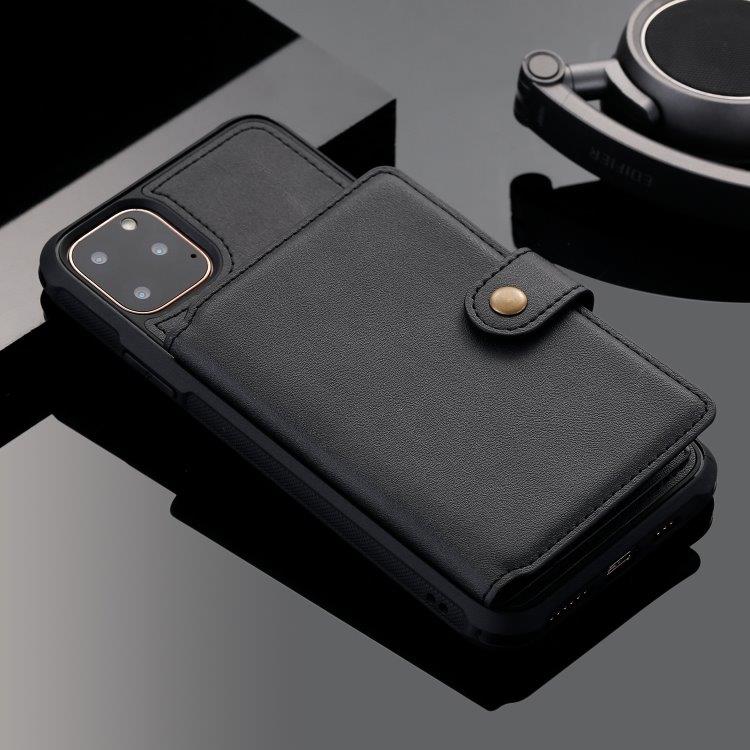 Shockproof plånboksskal med ställ iPhone 11 Pro Max, Svart