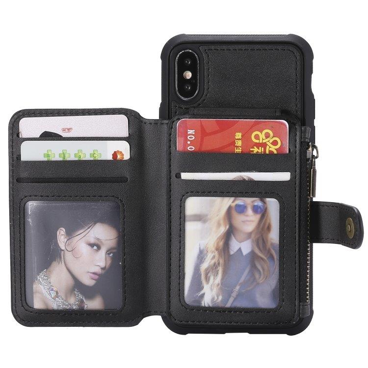 Shockproof plånboksskal med ställ iPhone X / XS, Svart