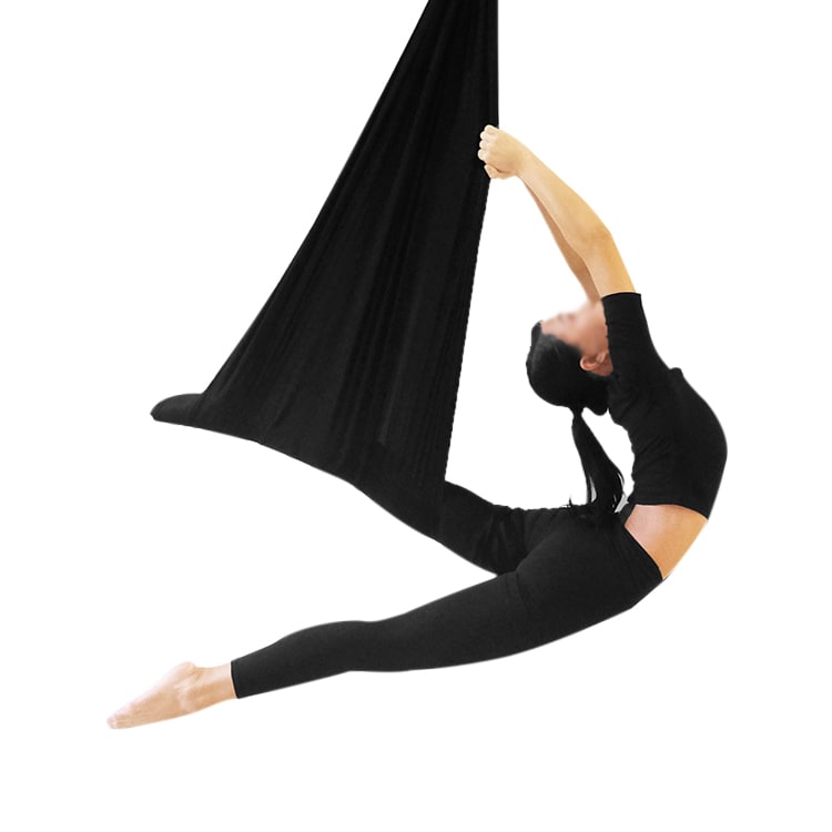 Yoga-hengekøye 400 x 280 cm med elastiske stropper – Svart / Yoga-hengekøye / Hengekøye for luft-yoga