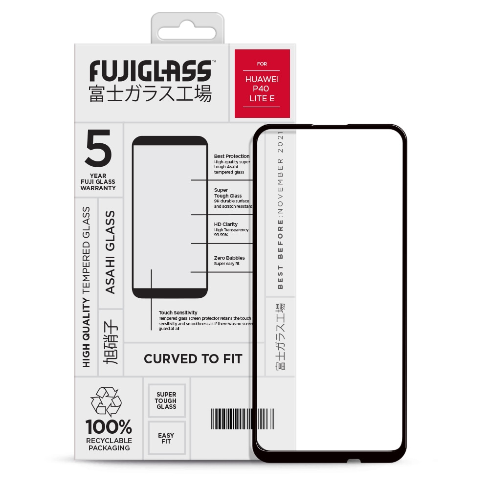 Fuji Curved-to-fit Skärmskydd Huawei P40 Lite E Klar/svart