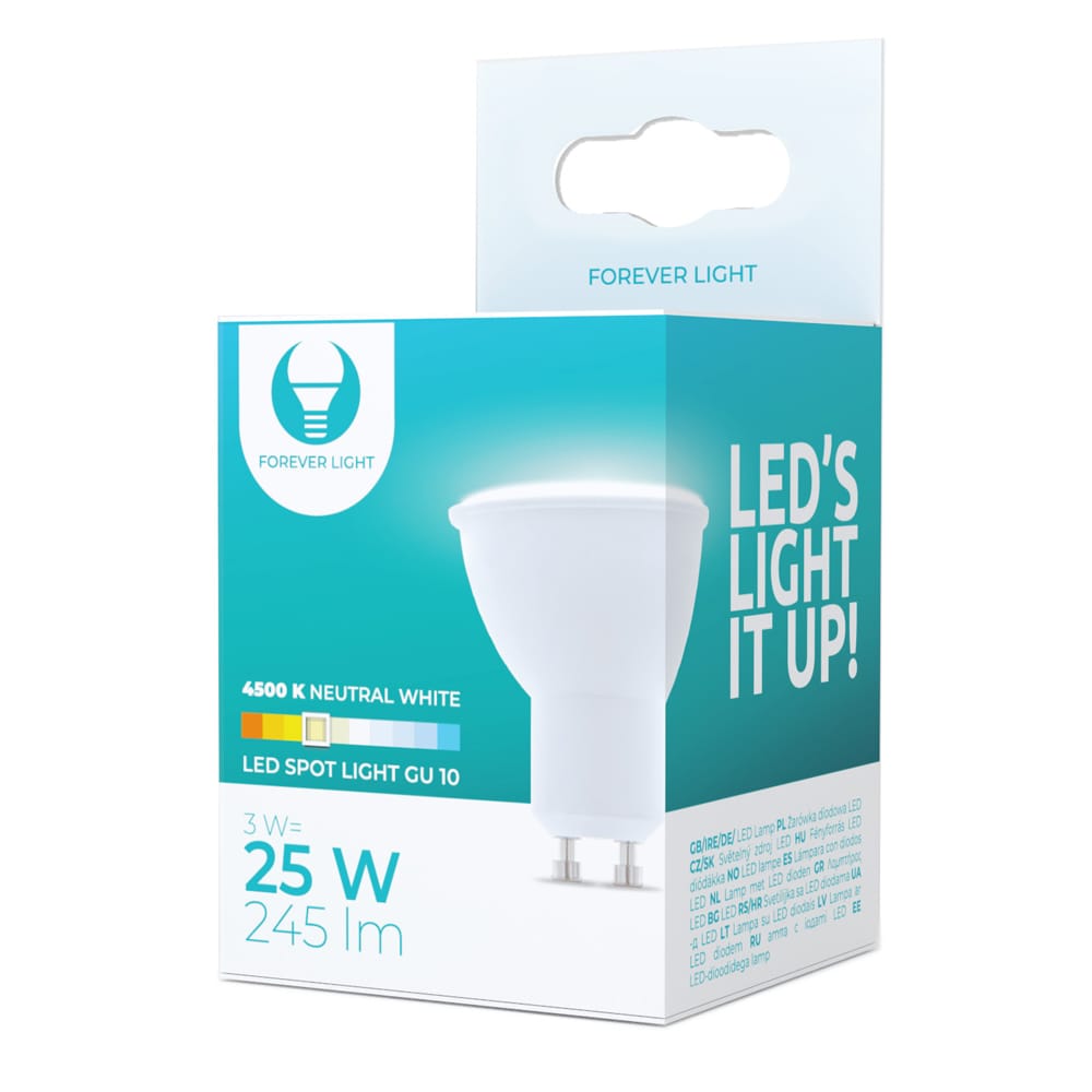 LED-Lampa GU10 3W 230V 4500K 245lm