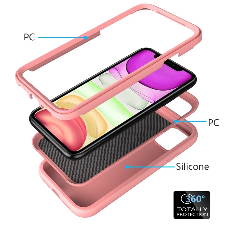Vågmönstrat silikonskal till iPhone 11 Rosa