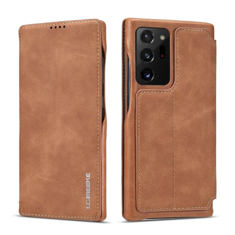 Flippskydd i läder med fickor för kort till Samsung Galaxy Note20 Ultra Brun