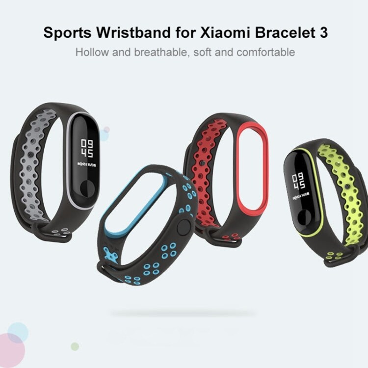 Sportigt armband till Xiaomi Mi Band 3 / 4 Svart & Rött