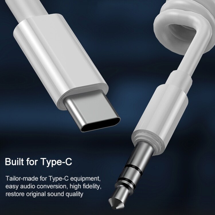 USB-Typ C till 3.5mm Ljudadapter med spiralkabel