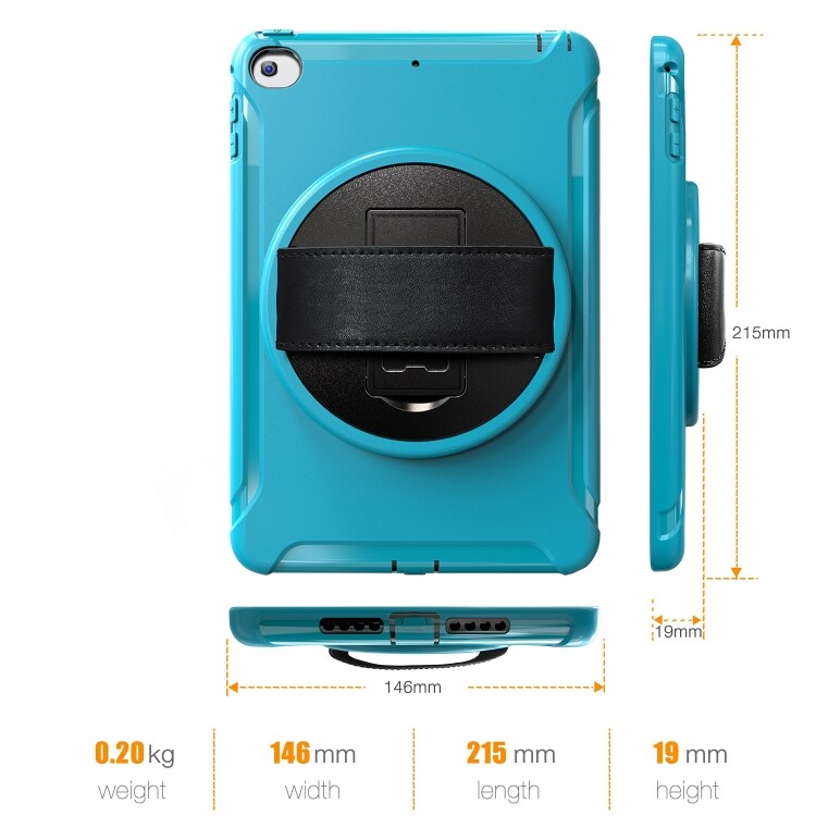 360 graders roterbart fodral till iPad mini 2019 & mini 4 Ljusblå