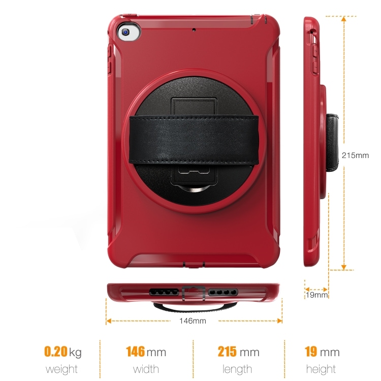 360 graders roterbart fodral till iPad mini 2019 & mini 4 Red