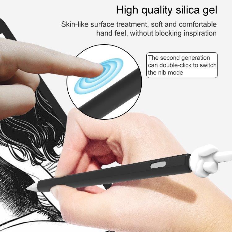 Silikonskydd med långfingret till Apple Pencil 1  Svart