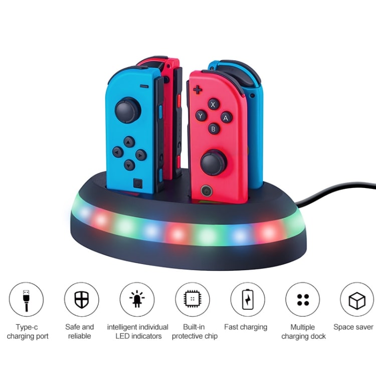 Färgglad laddningsdocka till Nintendo Switch