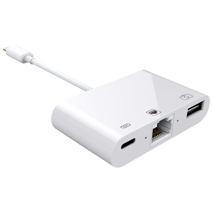 iPhone/iPad hub från Lightning till Ethernet + USB + Lightning