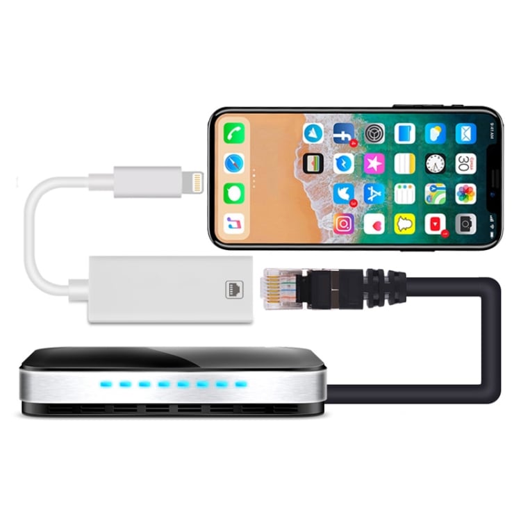 Lightning till Ethernet-adapter för iPhone och iPad – för iOS 14 och tidigare