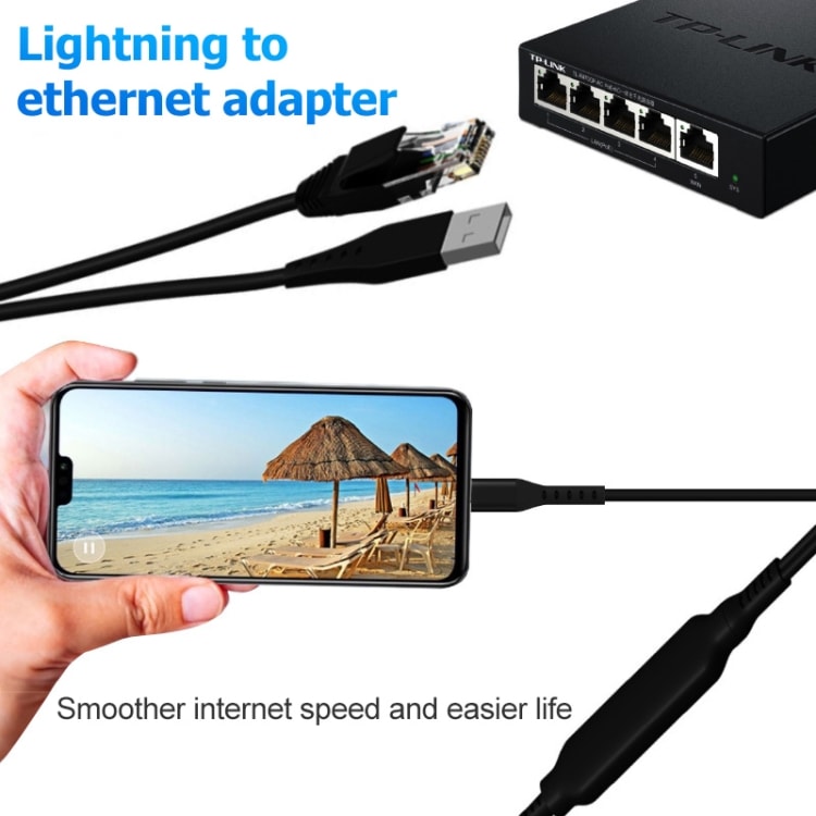 Lightning till ethernet och USB adapter för iPhone & iPad