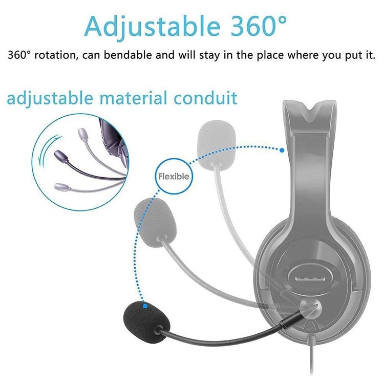 Mikrofon Mono för headset med böjbar arm, 3,5mm - 19cm