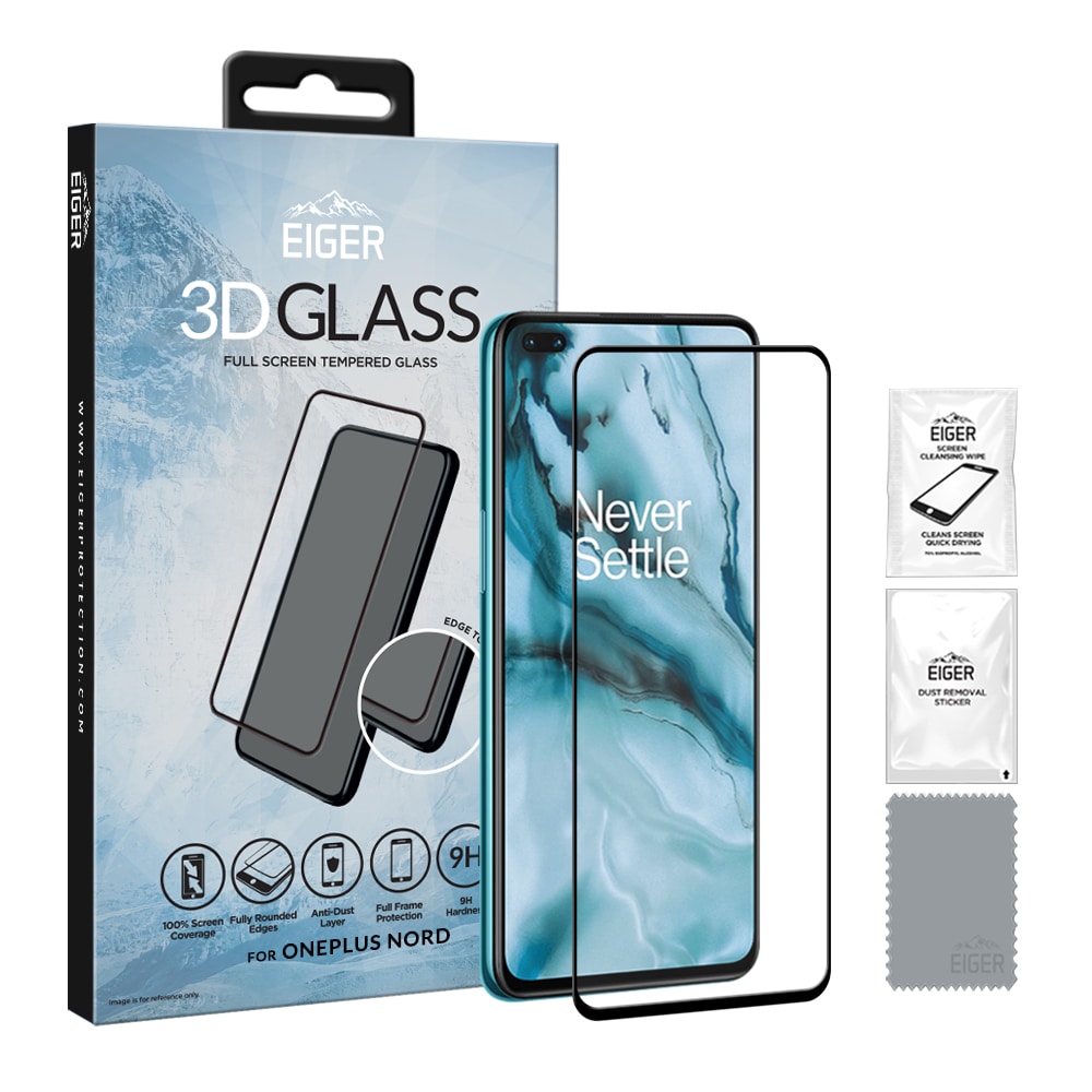 Eiger 3D Glas Skärmskydd till OnePlus Nord Klar/Svart