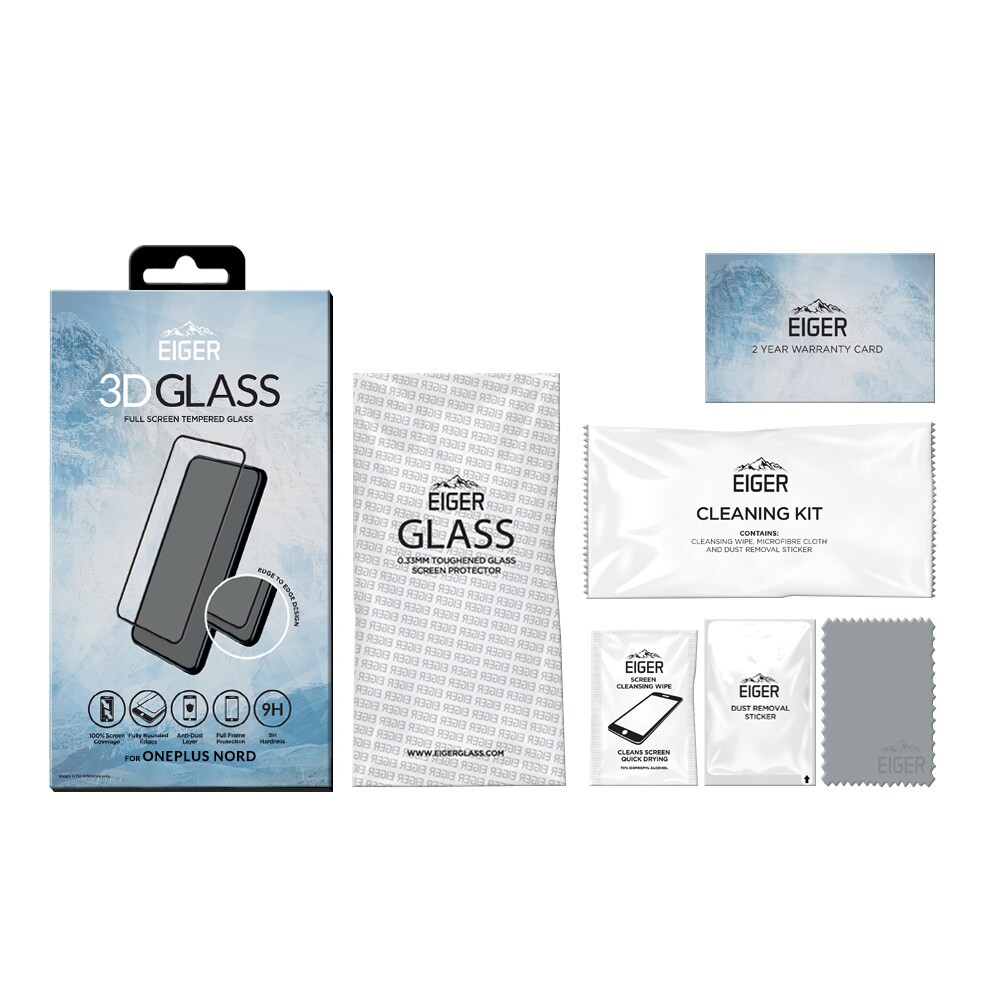 Eiger 3D Glas Skärmskydd till OnePlus Nord Klar/Svart