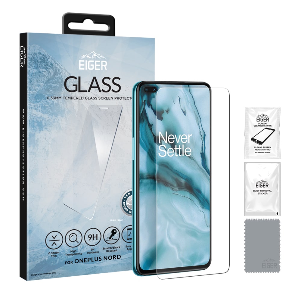 Eiger Glas Skärmskydd OnePlus Nord Klar/Svart