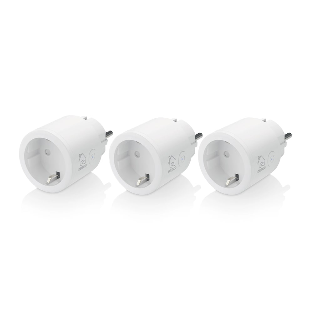 Deltaco Smart Home strömbrytare, WiFi Vit 3-pack