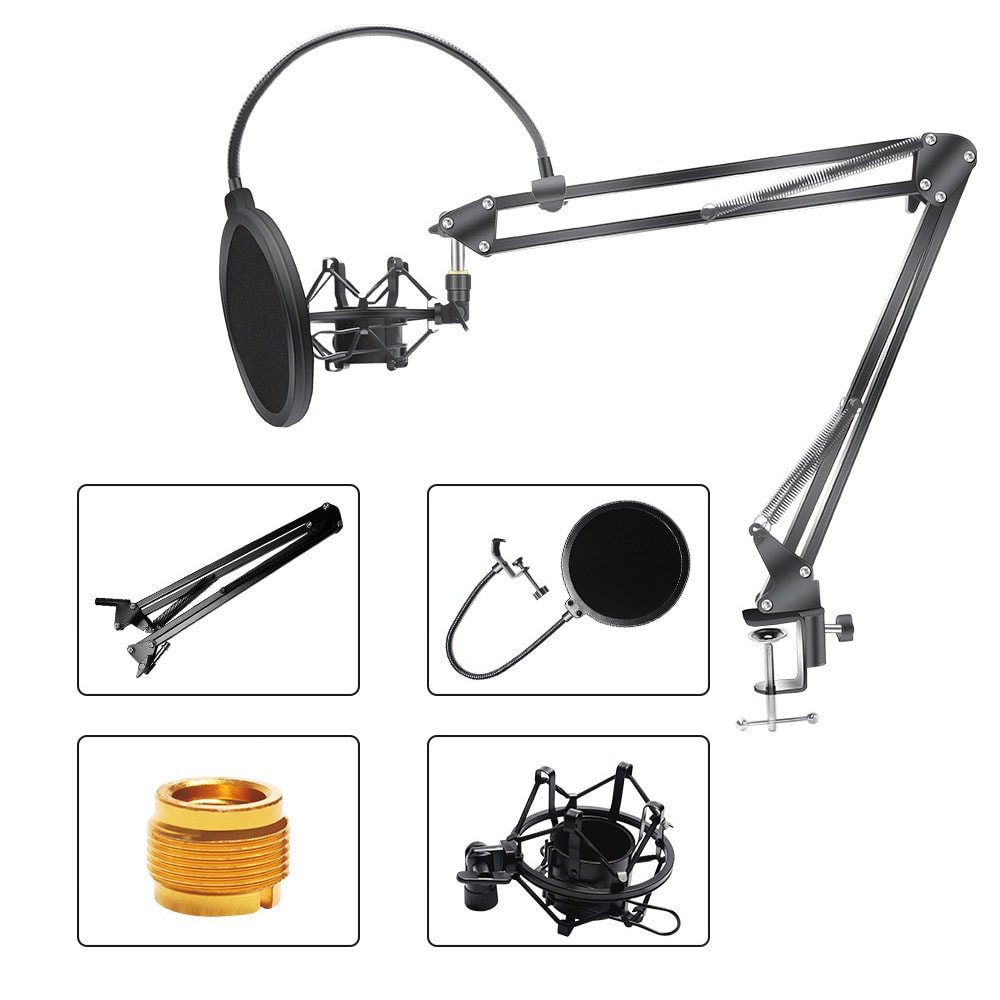 Bordsstativ för mikrofon med popfilter