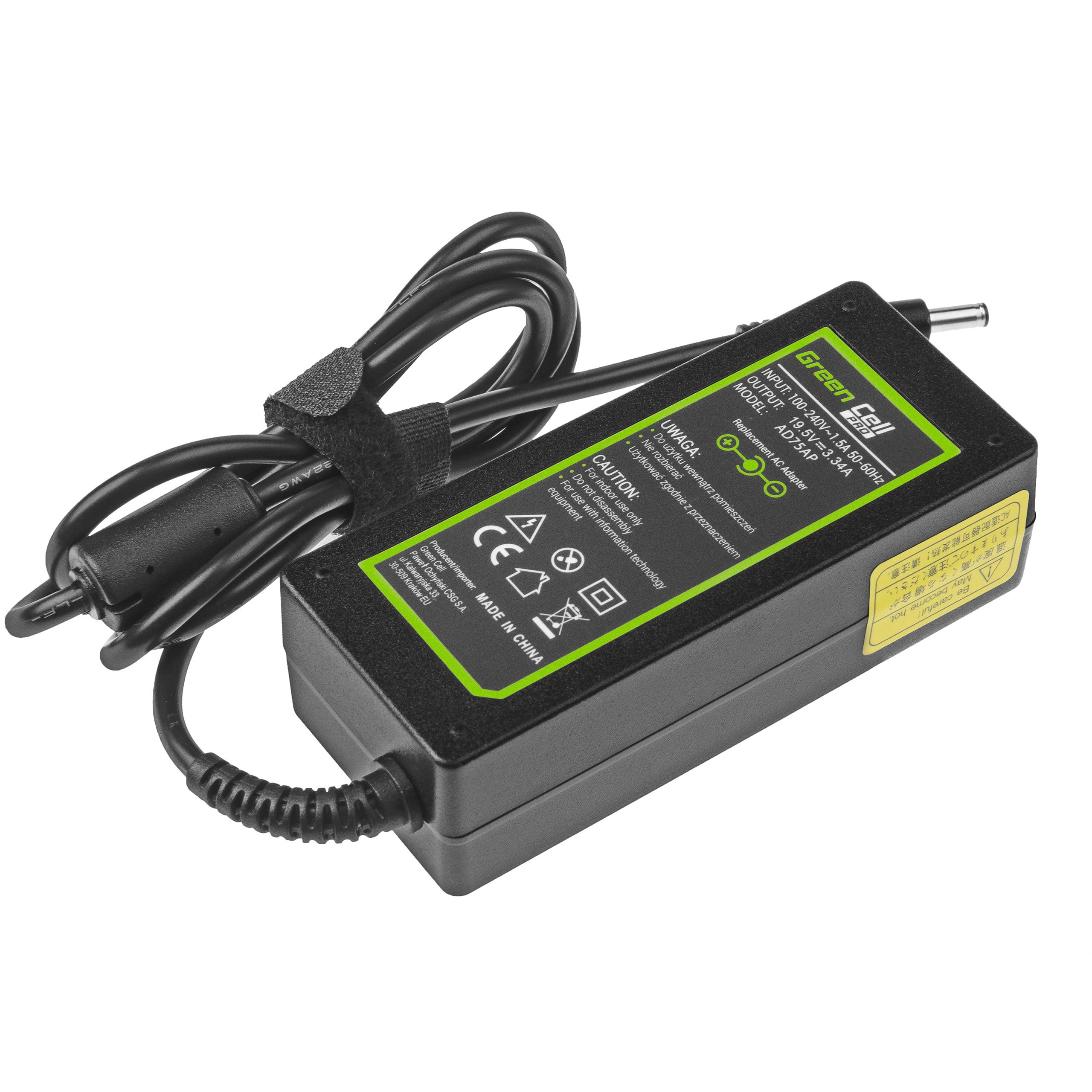 Green Cell PRO laddare 19,5V 3,34A 65W – kompatibel med Dell Inspiron