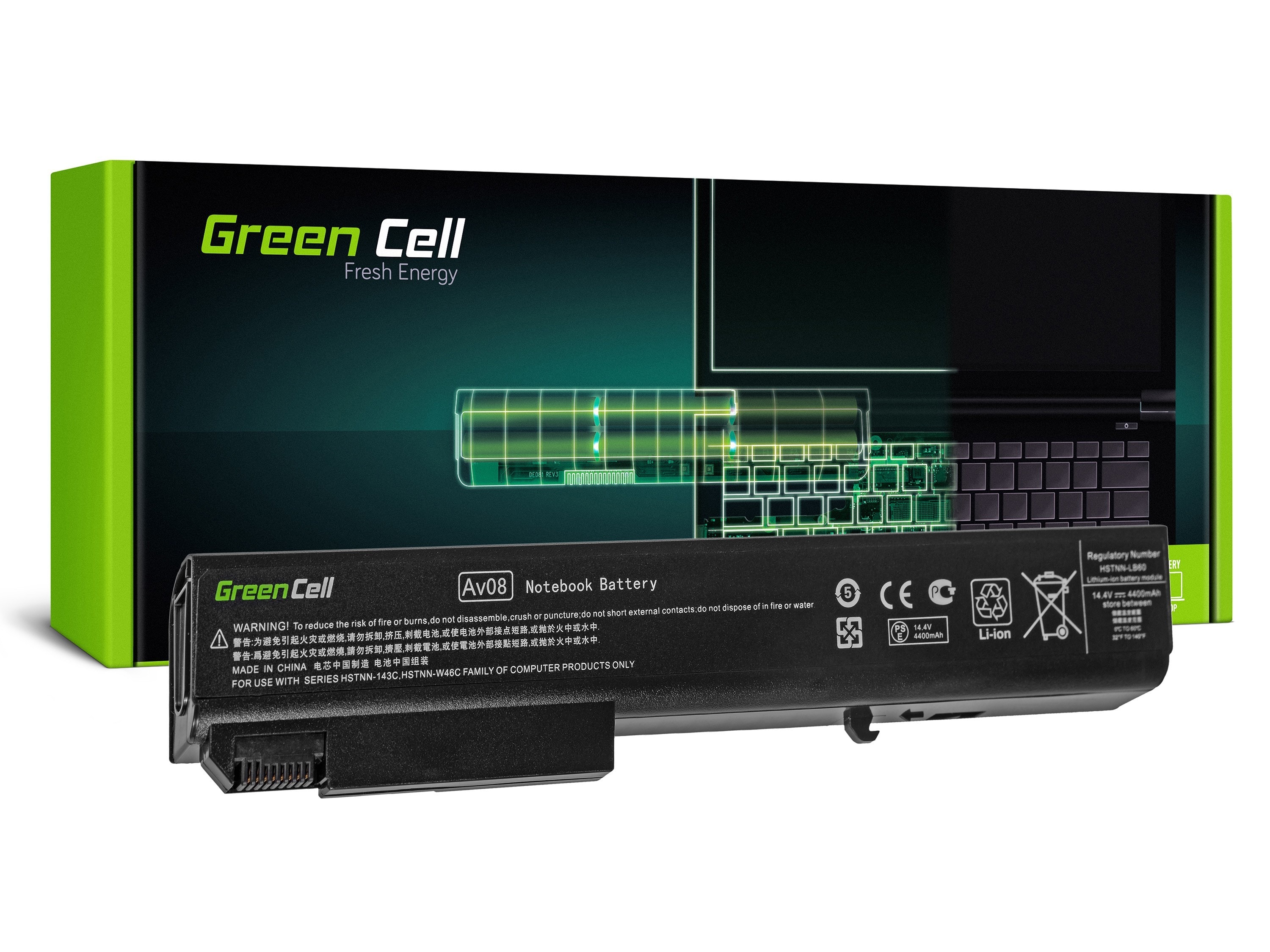 Green Cell laptop batteri till HP EliteBook 8500 8700 / 14,4V 4400mAh
