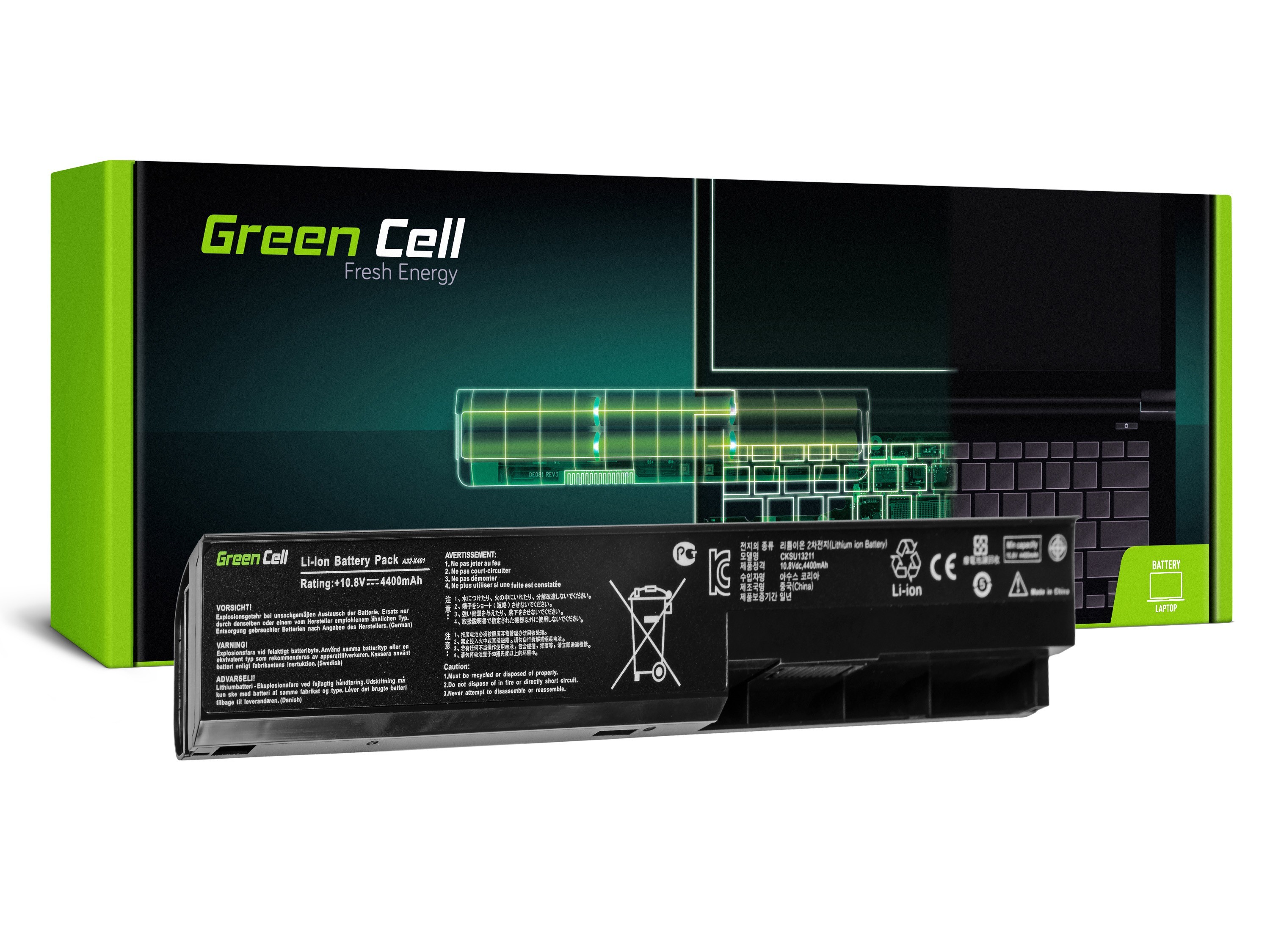 Green Cell laptop batteri till Asus X301 X301A X401 X501 / 11,1V 4400mAh
