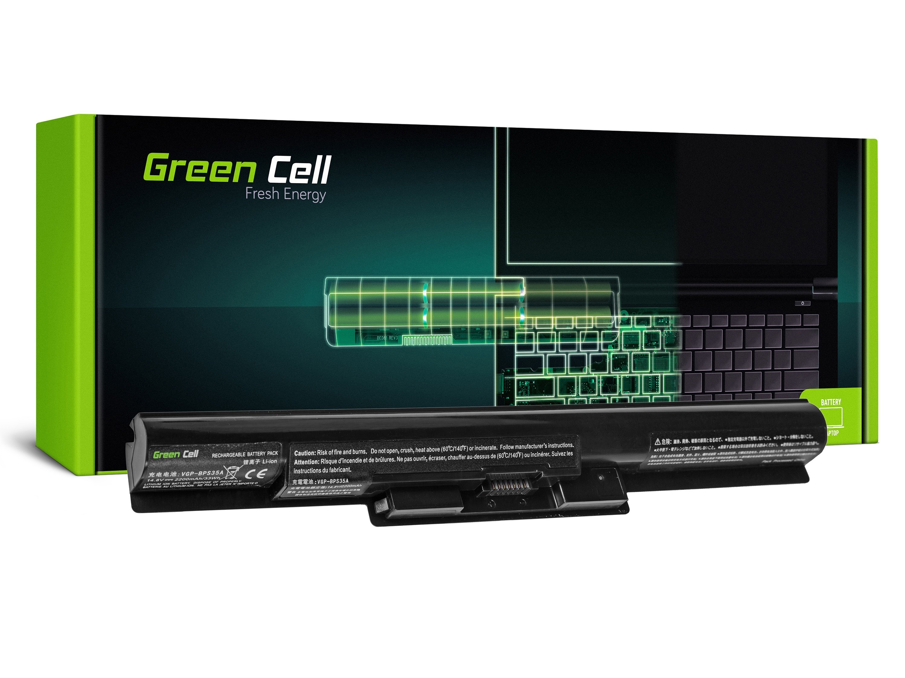 Green Cell laptop batteri till Sony Vaio SVF14 SVF15 Fit 14E 15E / 14,4V 2200mAh