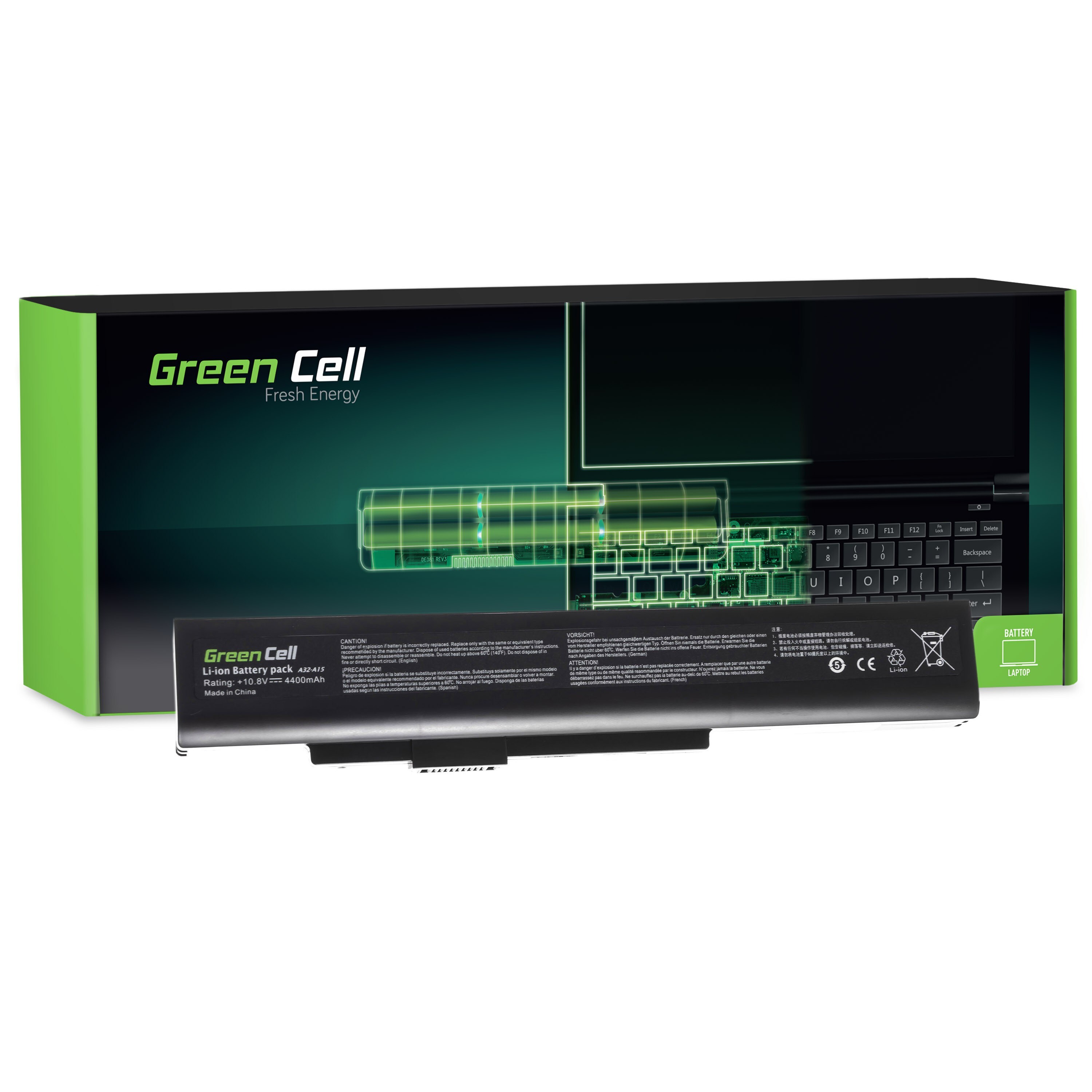 Green Cell laptop batteri till MSI A6400 CR640 CX640 MS-16Y1 / 11,1V 4400mAh