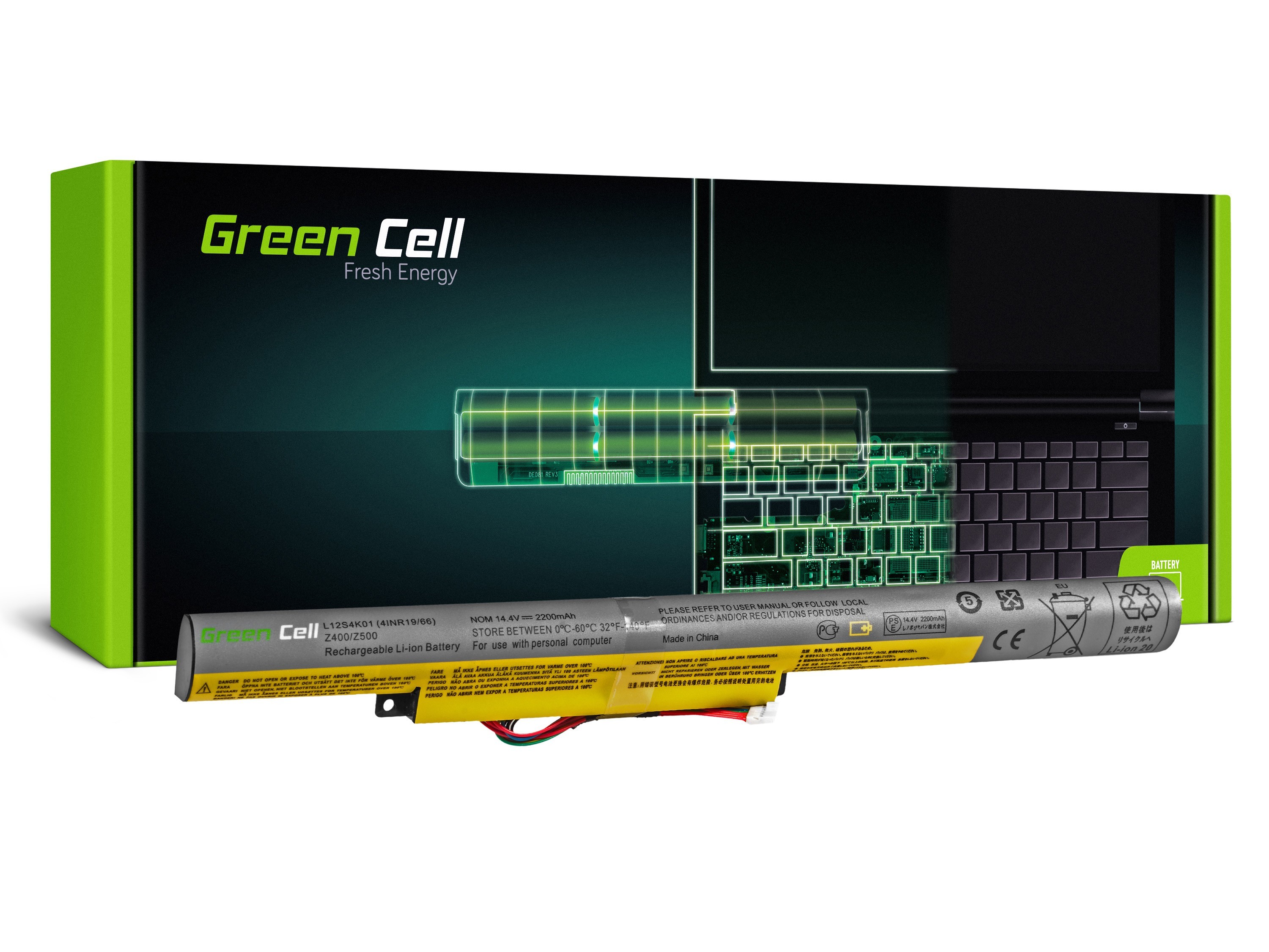 Green Cell laptop batteri till Lenovo IdeaPad P500 Z510 P400 / 14,4V 2200mAh