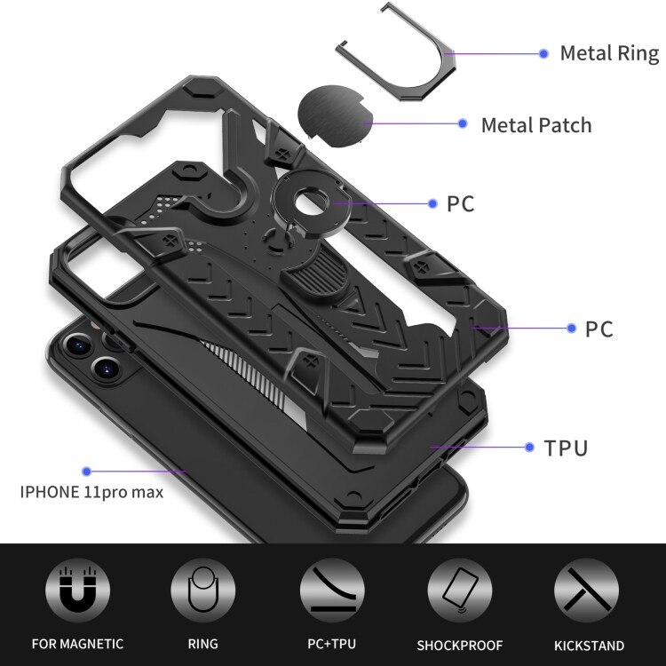 Armor Knight skyddskal med roterande stöd till iPhone 11 Pro Max - Svart