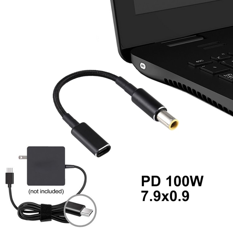 PD 100W 18.5-20V 7.9 x 0.9mm till USB Typ-C Adapter