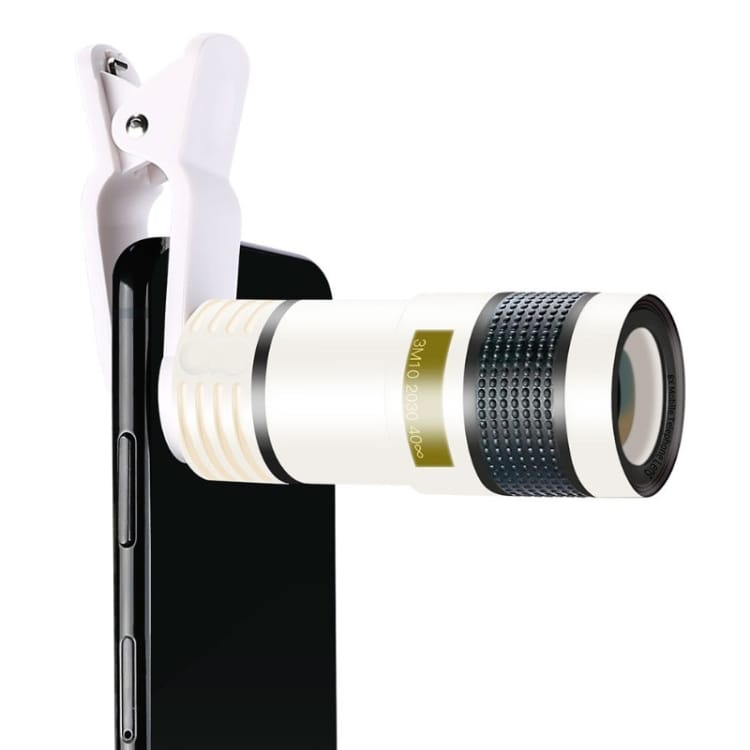 Teleskoplins med klämma till mobiltelefoner 12x optisk zoom