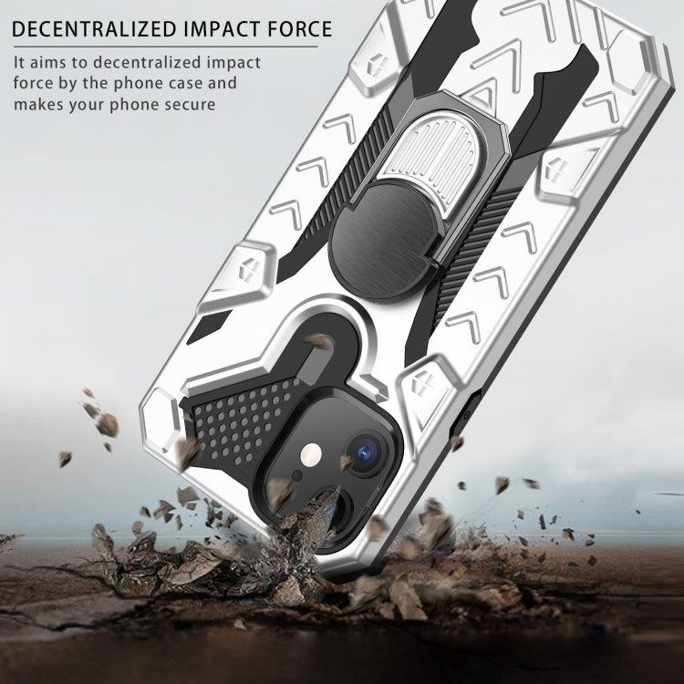 Iron Knight skyddskal med roterande stöd till iPhone 12 Mini - Silver