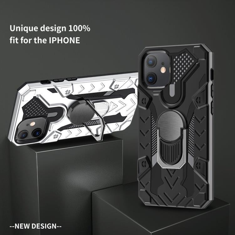 Iron Knight skyddskal med roterande stöd till iPhone 12 Mini - Silver