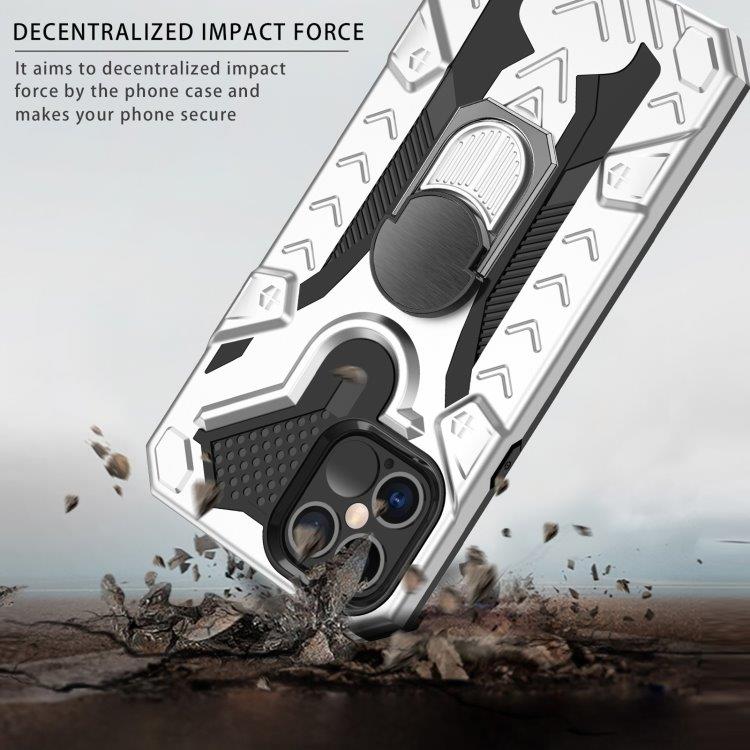 Iron Knight skyddskal med roterande stöd till iPhone 12 / 12 Pro - Silver