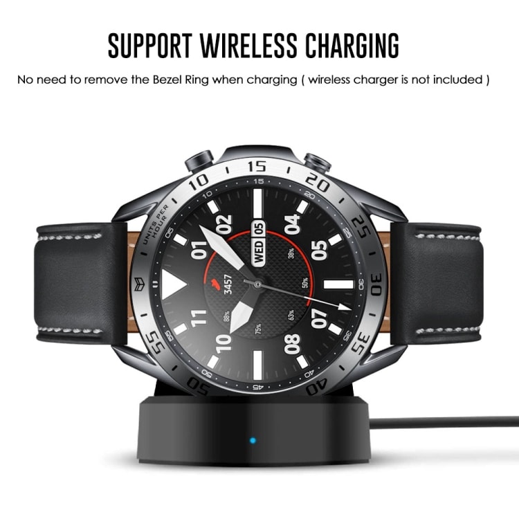 Klockram till Samsung Galaxy Watch 3 45mm - Silverring med svarta tecken